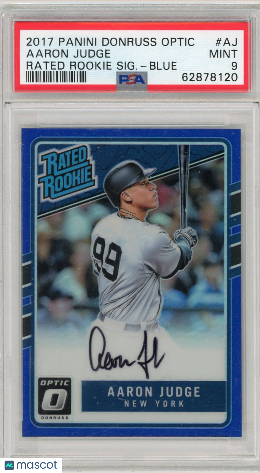 2017 Panini Donruss Optic Rated Rookie Signature Aaron Judge #AJ SIG. Blue PSA 9