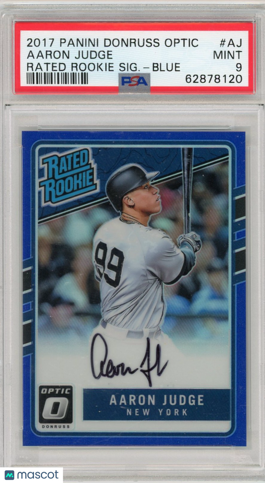 2017 Panini Donruss Optic Rated Rookie Signature Aaron Judge #AJ SIG. Blue PSA 9