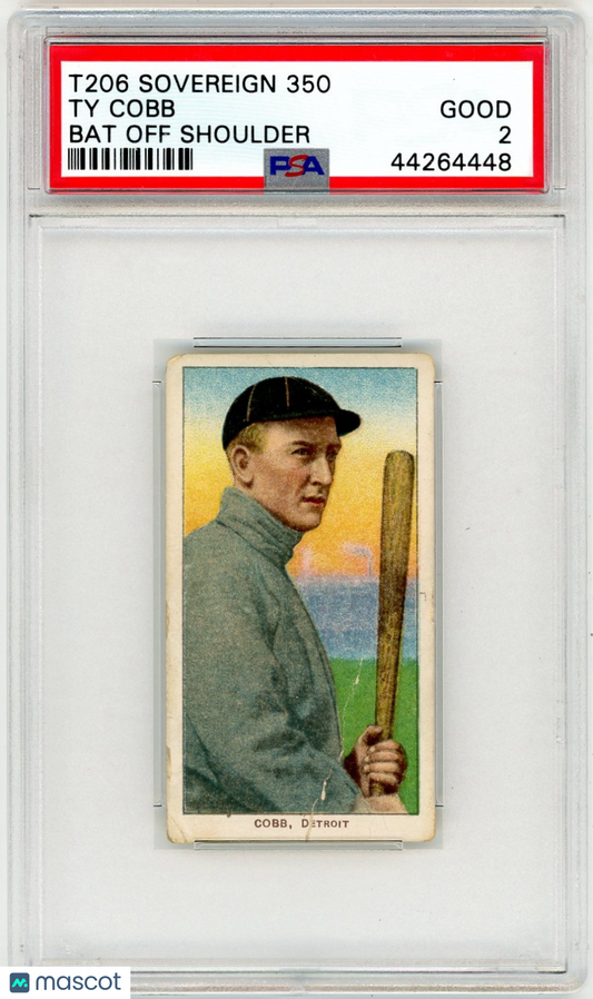1909-11 T206 Sovereign 350 Ty Cobb Bat Off Shoulder PSA 2