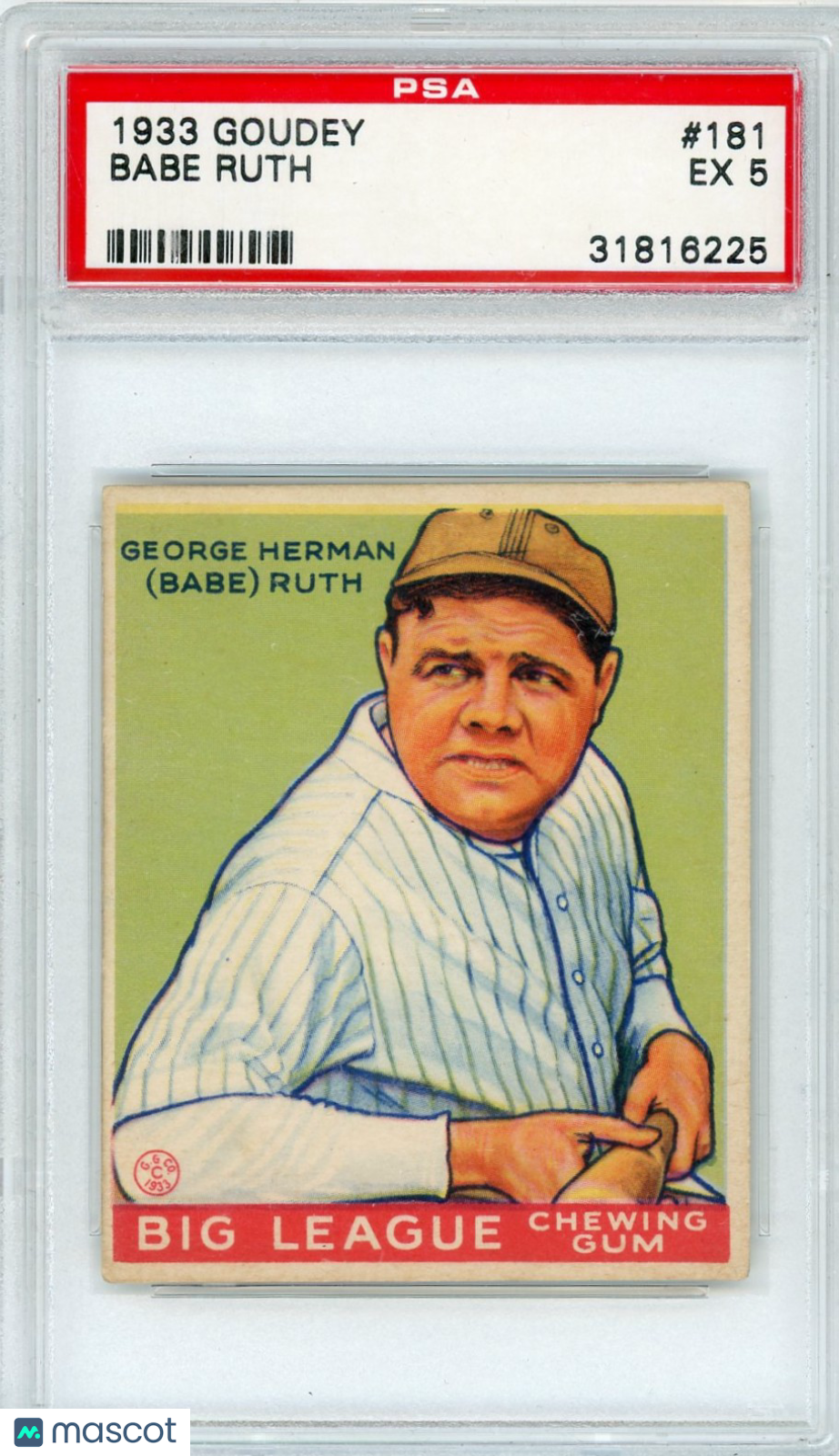 1933 Goudey Babe Ruth #181 PSA 5