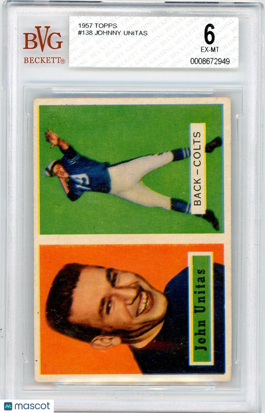 1957 Topps Johnny Unitas DP #138 BVG 6 Rookie