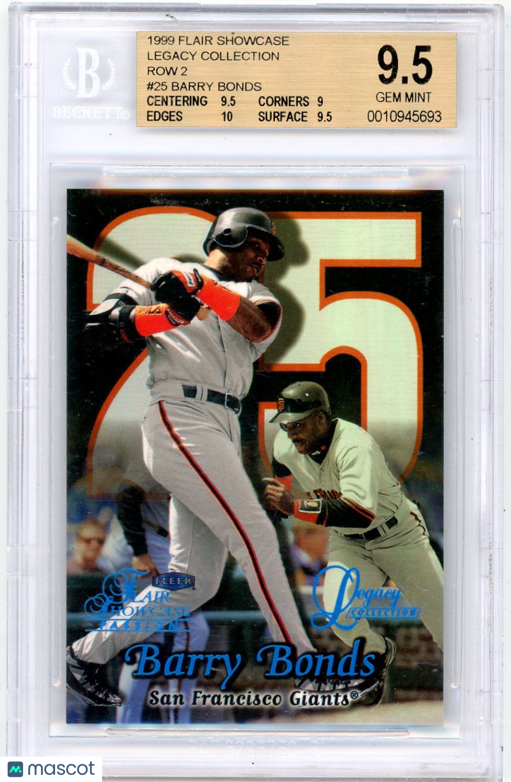 1999 Flair Showcase Legacy Collection Row 2 Barry Bonds #25 BGS 9.5