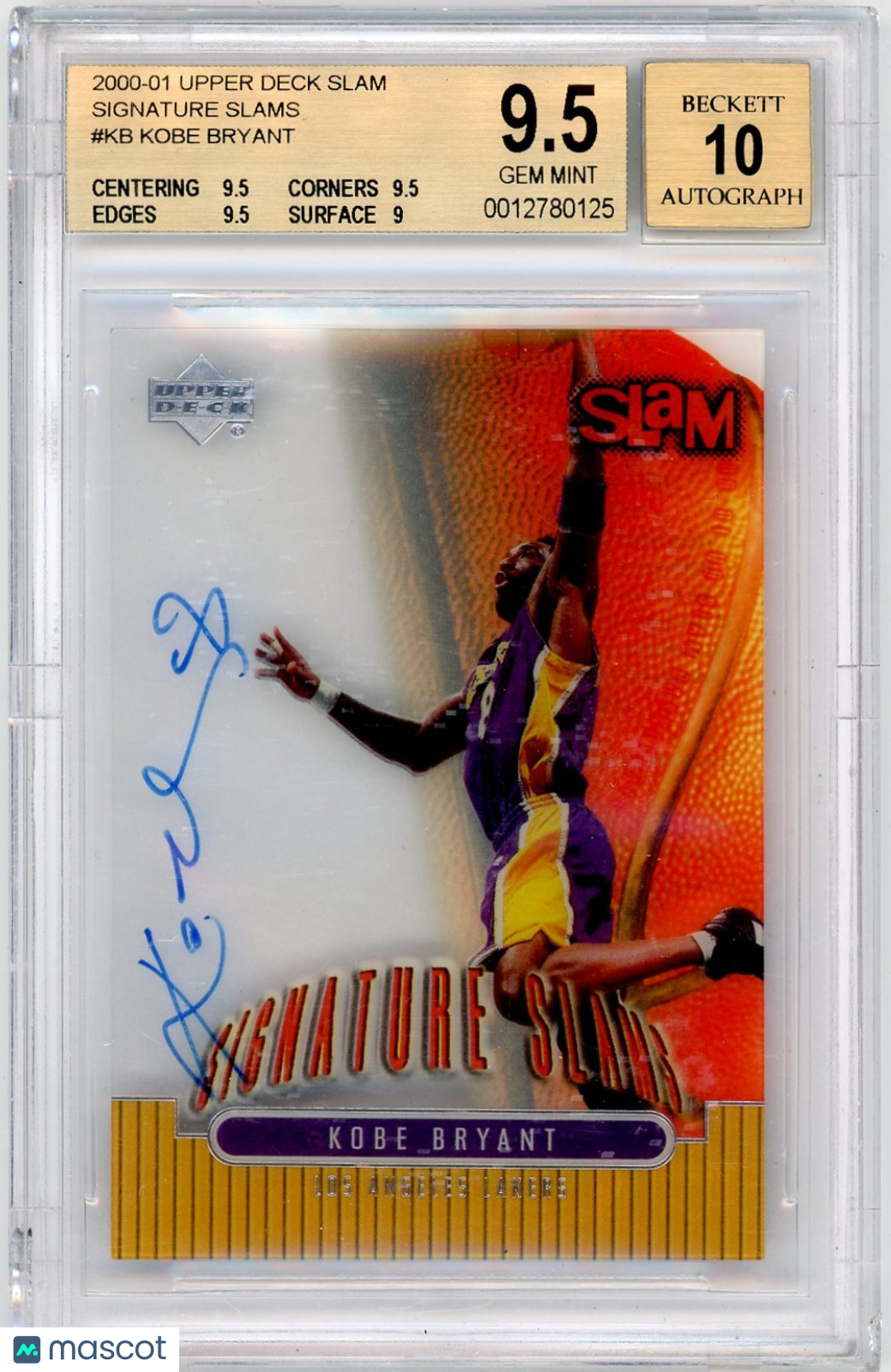 2000 Upper Deck Slam Signature Slams Kobe Bryant #KB BGS 9.5 Auto 10