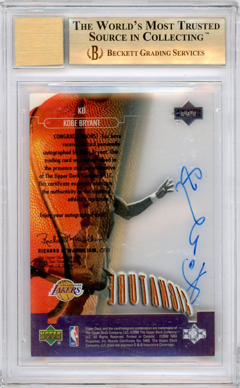 2000 Upper Deck Slam Signature Slams Kobe Bryant #KB BGS 9.5 Auto 10