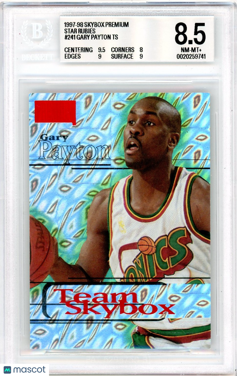 1997 SkyBox Premium Star Rubies Gary Payton TS #241 BGS 8.5