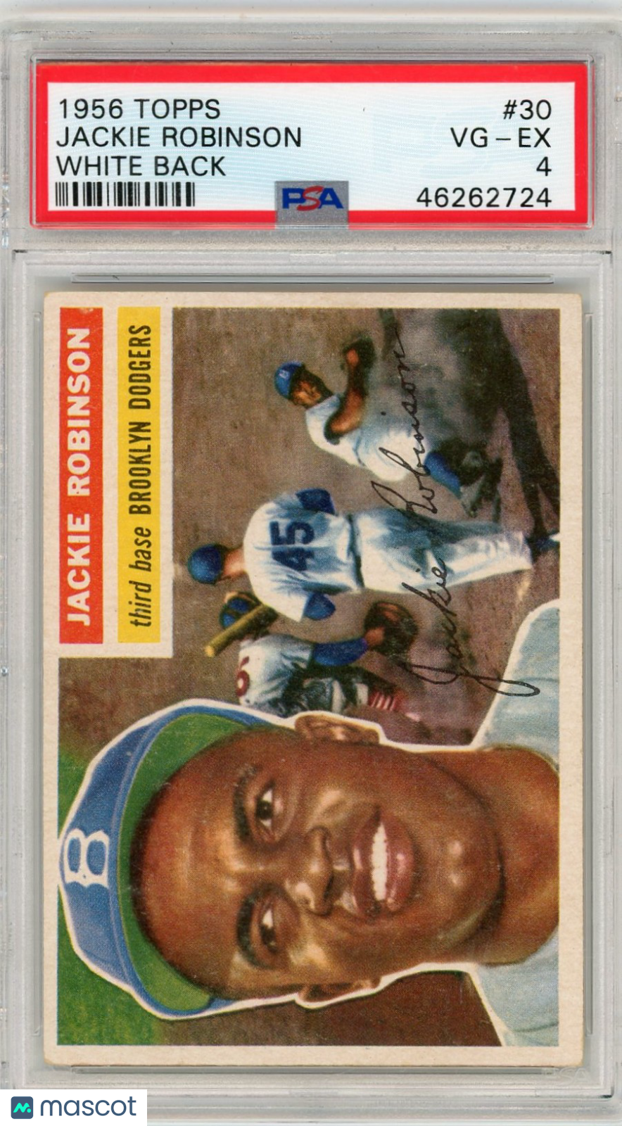 1956 Topps Jackie Robinson #30 White Back PSA 4