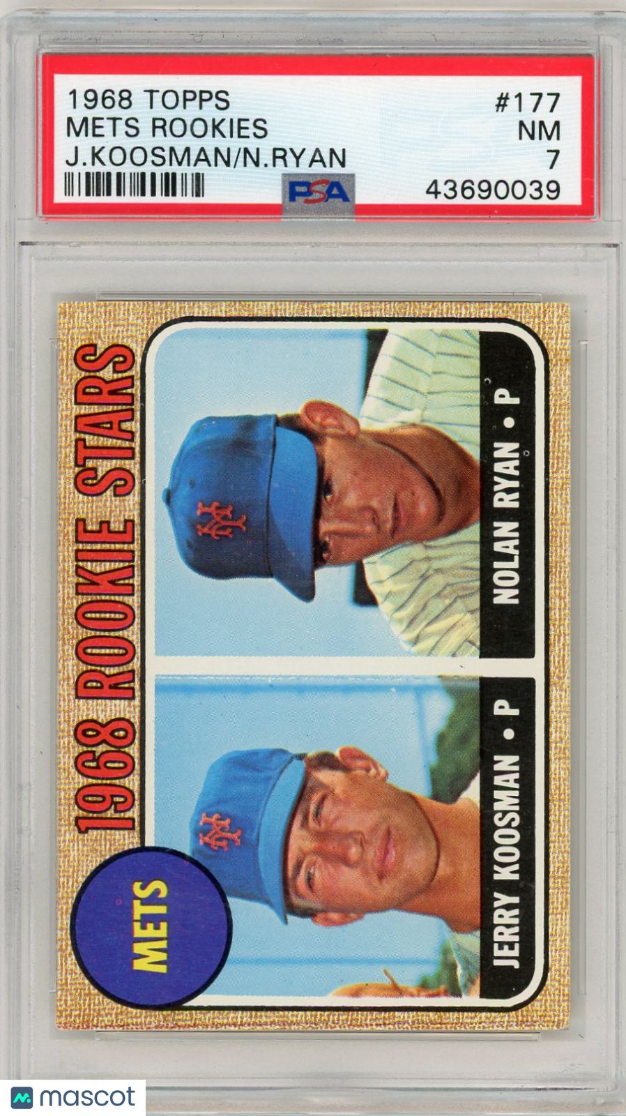 1968 Topps Mets Rookies #177 J. Koosman N. Ryan PSA 7