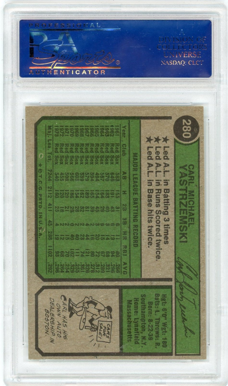 1974 Topps Carl Yastrzemski #280 PSA 8