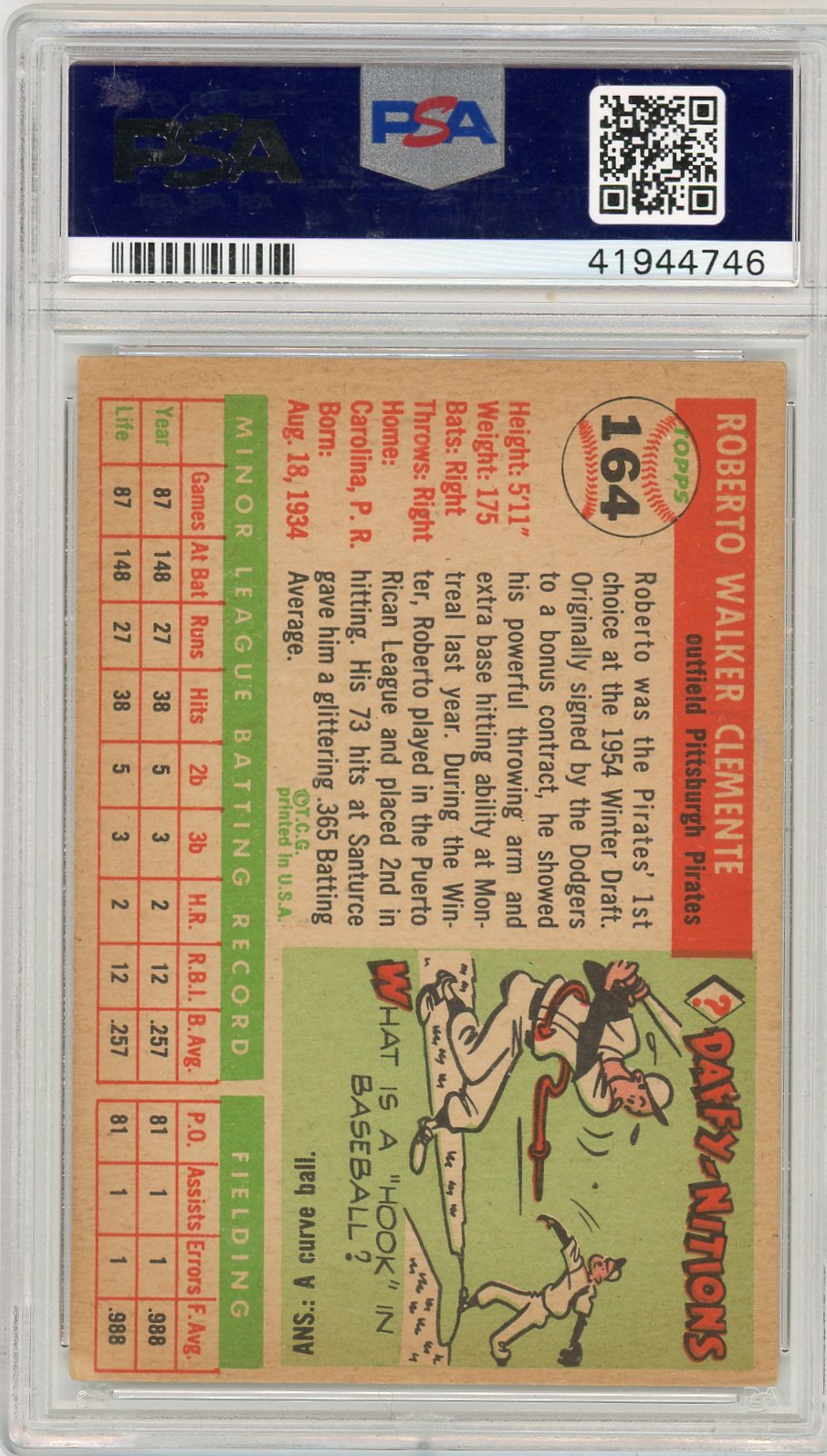 1955 Topps Roberto Clemente #164 PSA 4.5