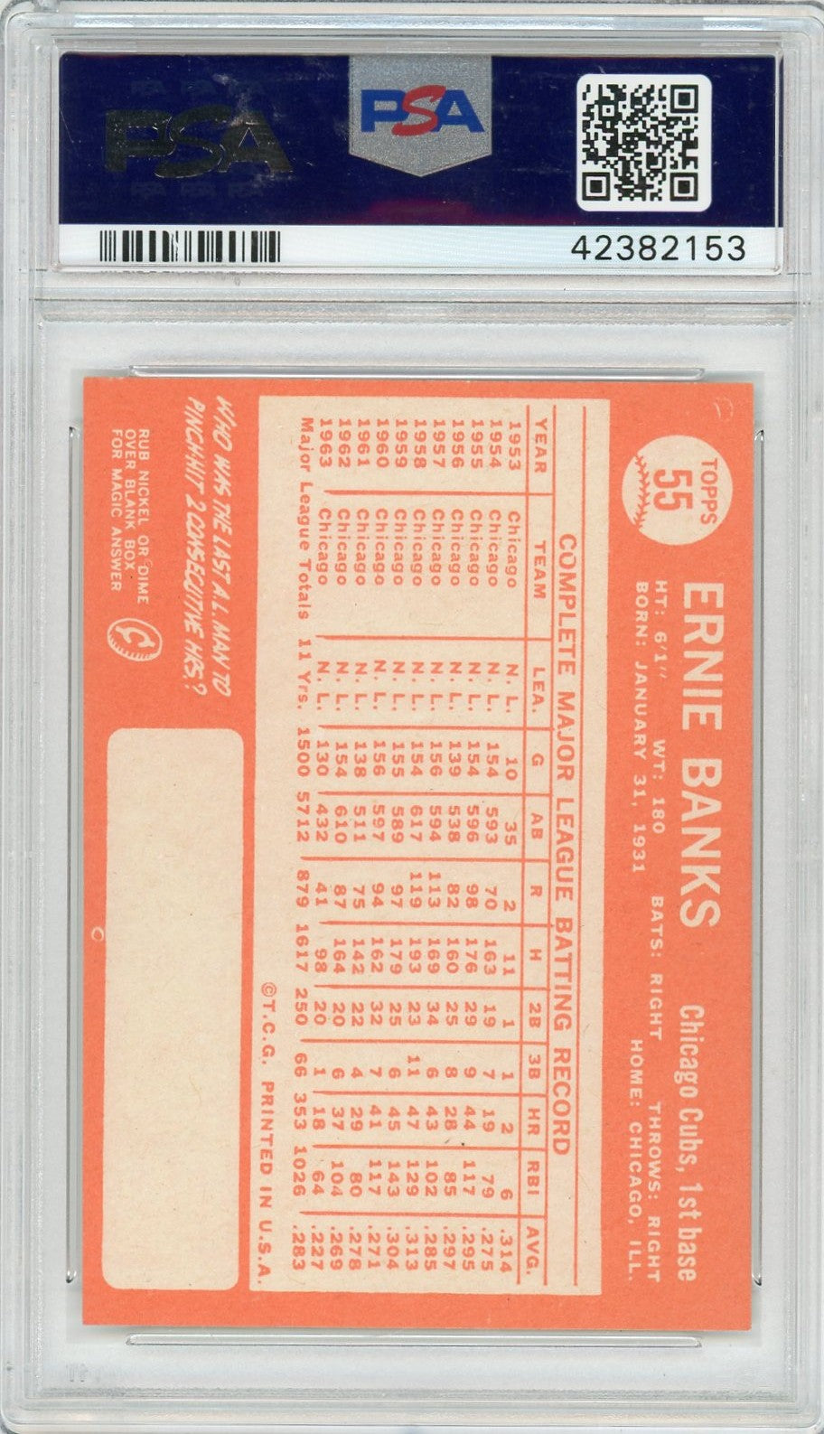 1964 Topps Ernie Banks #55 PSA 8