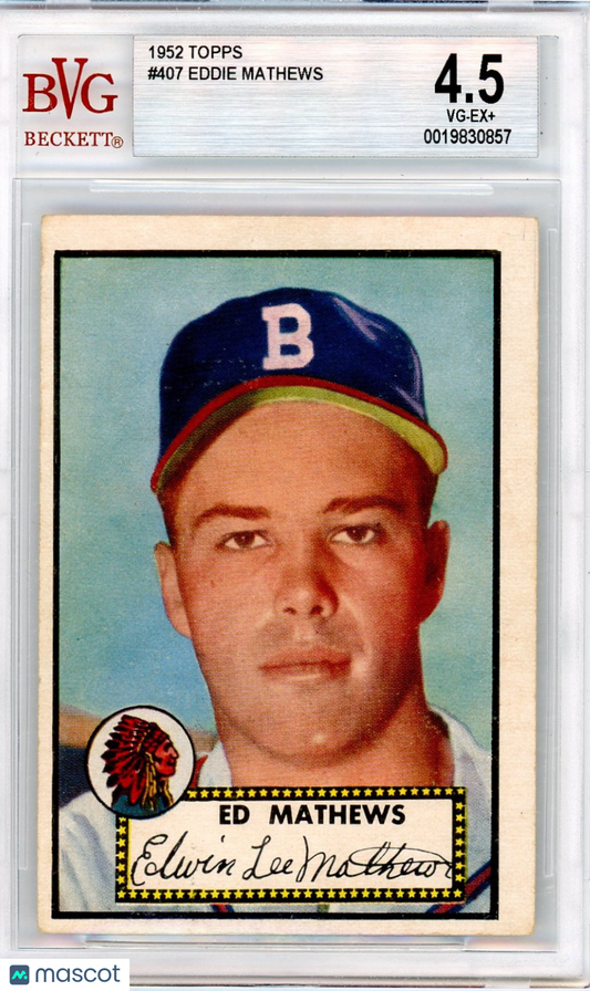 1952 Topps Eddie Mathews #407 BVG 4.5 Rookie
