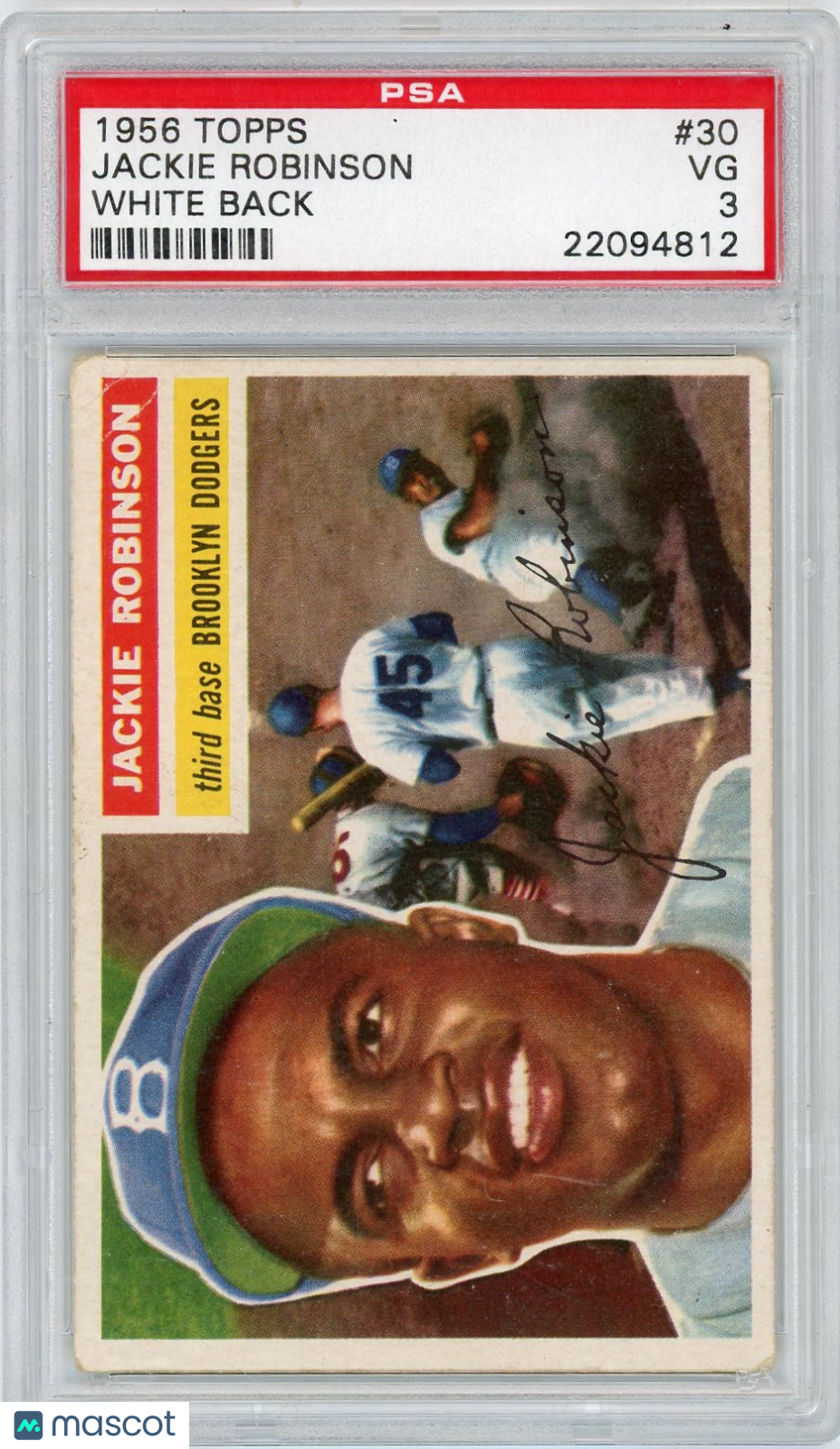 1956 Topps Jackie Robinson #30 White Back PSA 3