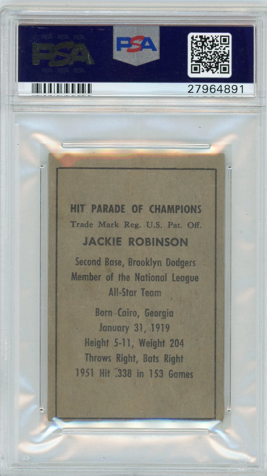 1952 Berk Ross Jackie Robinson PSA 4