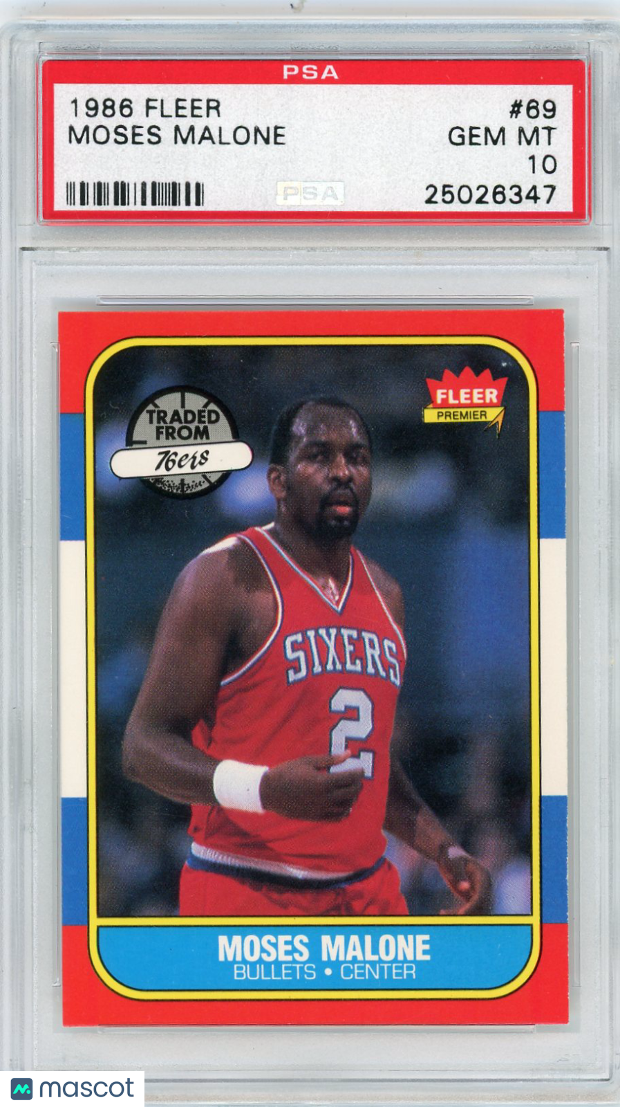 1986 Fleer Moses Malone #69 PSA 10