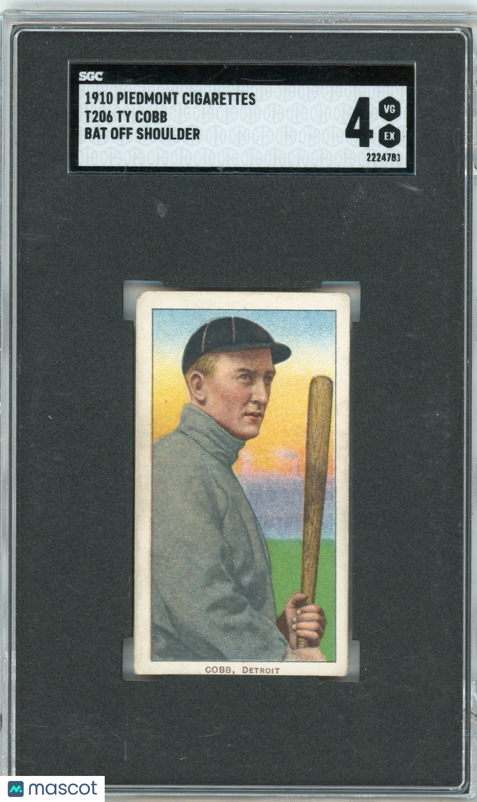 1910 Piedmont Cigarettes (T206) Ty Cobb Bat Off Shoulder SGC 4