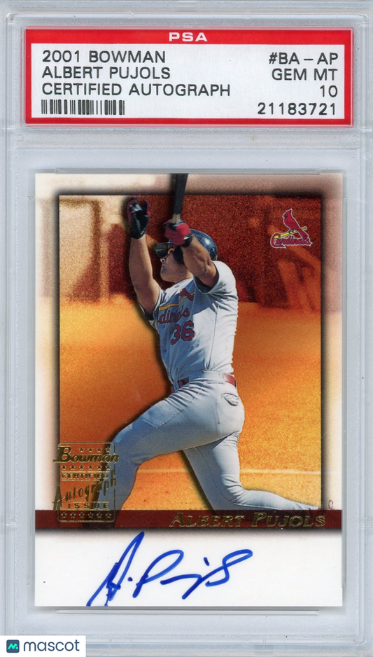 2001 Bowman Certified Autograph Albert Pujols #BA-AP PSA 10