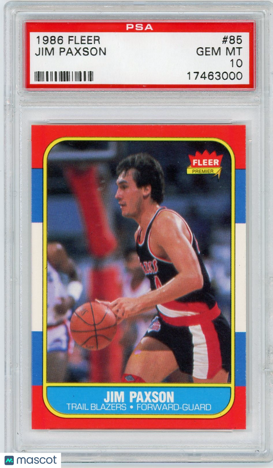 1986 Fleer Jim Paxson #85 PSA 10