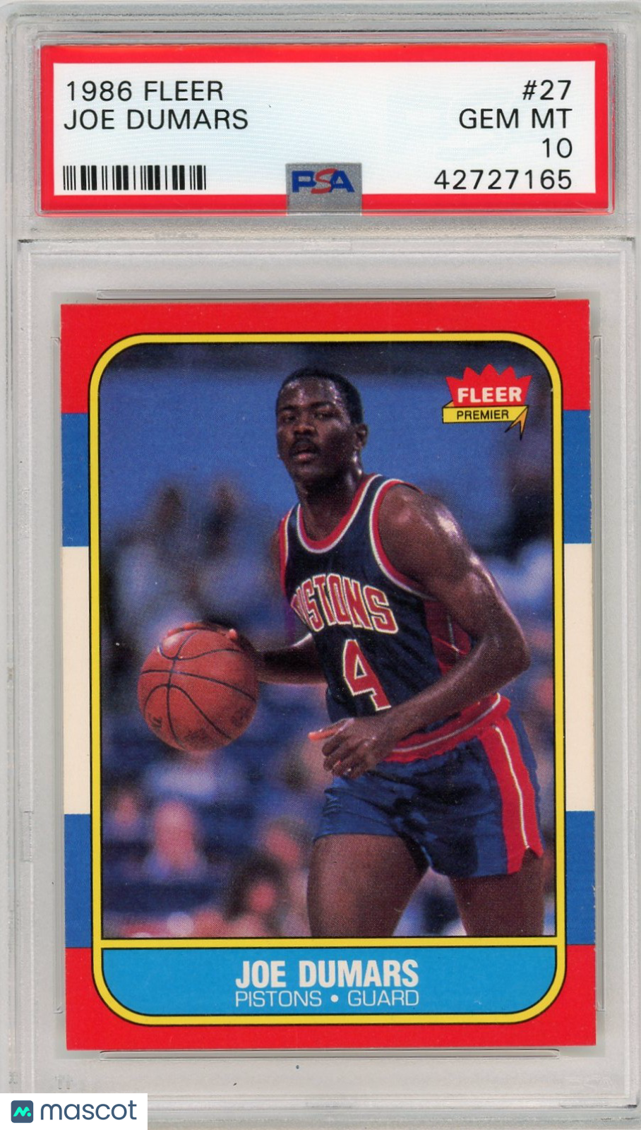 1986 Fleer Joe Dumars #27 PSA 10