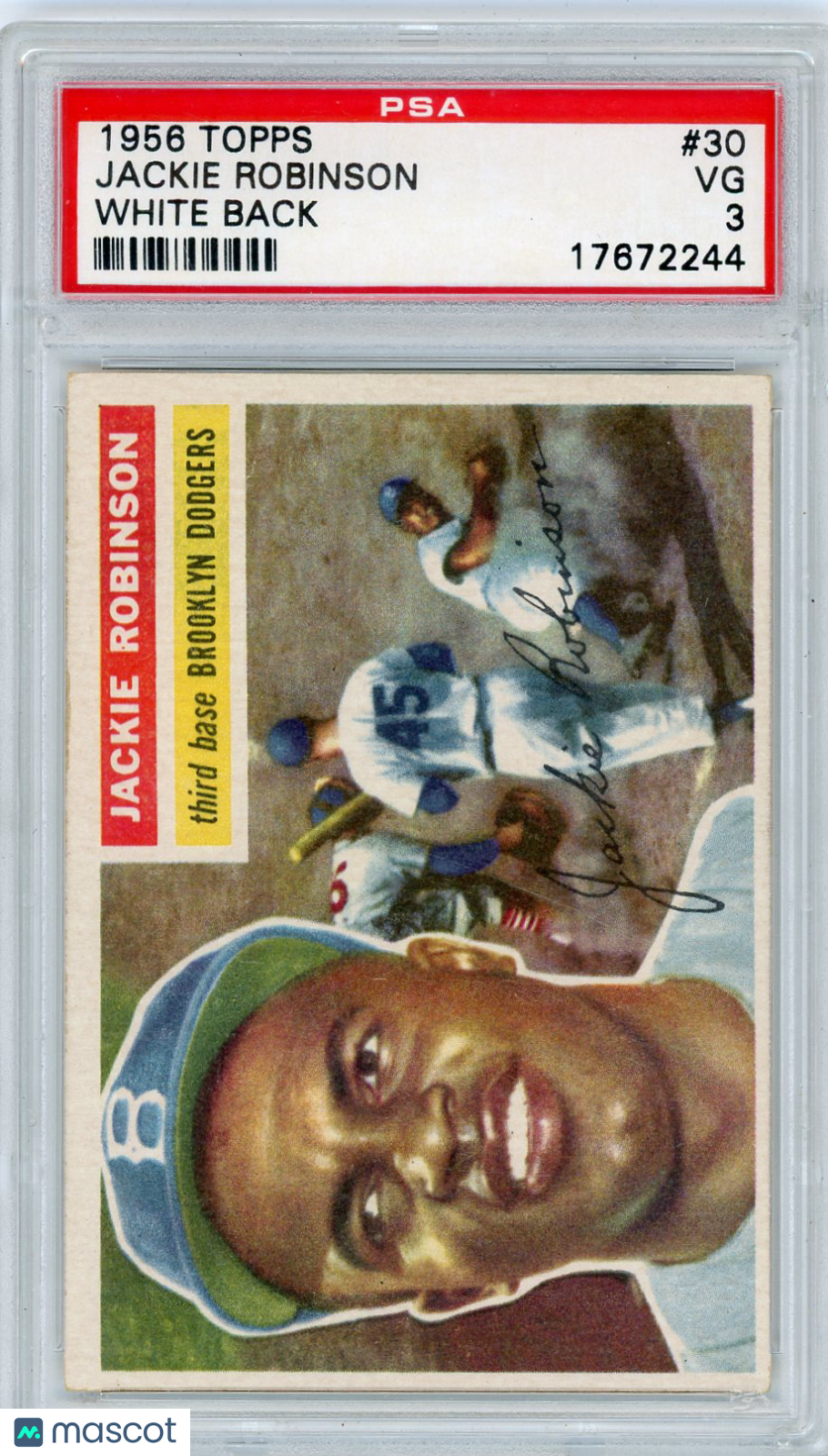 1956 Topps Jackie Robinson #30 White Back PSA 3