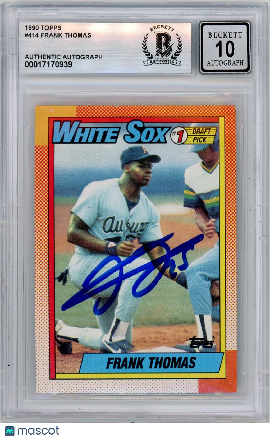 1990 Topps Frank Thomas #414 BGS Authentic Rookie BAS Auto 10