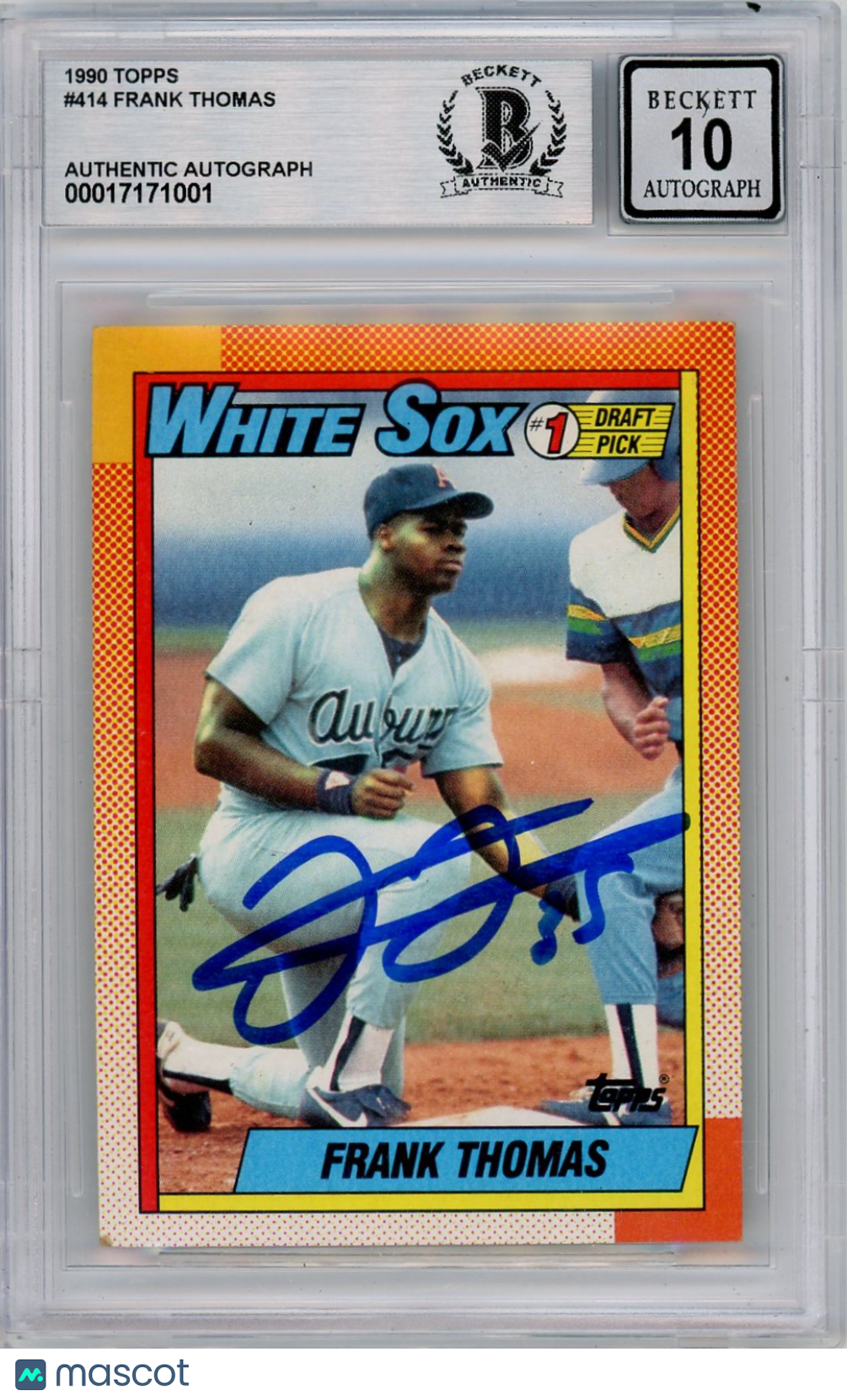 1990 Topps Frank Thomas #414 BGS Authentic Rookie BAS Auto 10