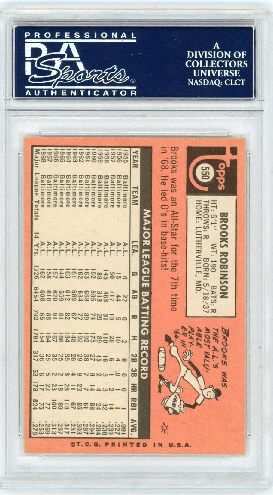 1969 Topps Brooks Robinson #550 PSA 8
