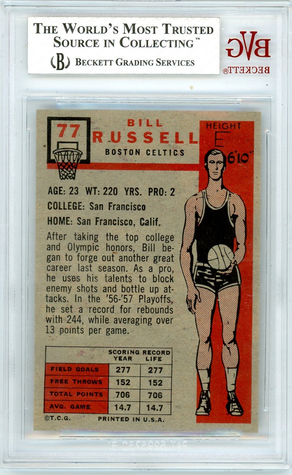 1957 Topps Bill Russell #77 BVG 5.5