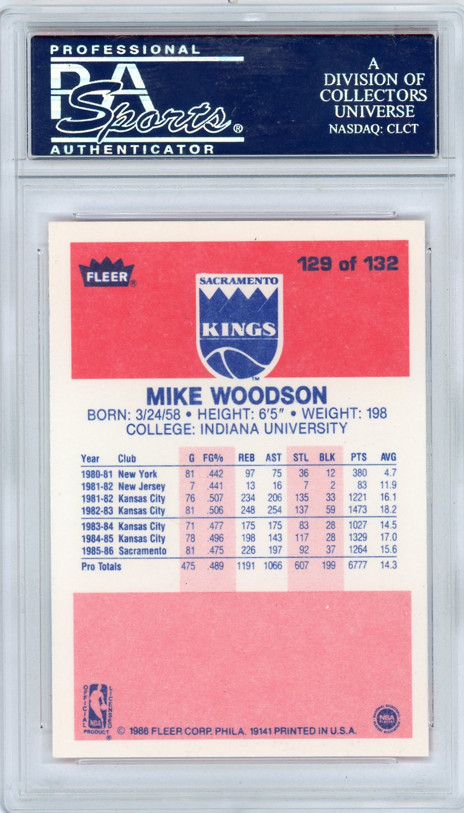 1986 Fleer Mike Woodson #129 PSA 10