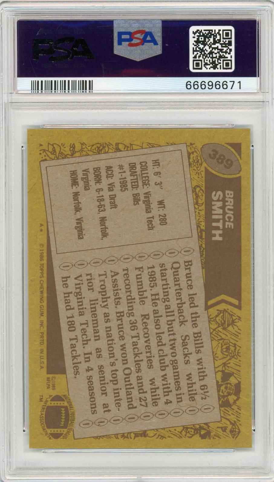 1986 Topps Bruce Smith #389 PSA 9