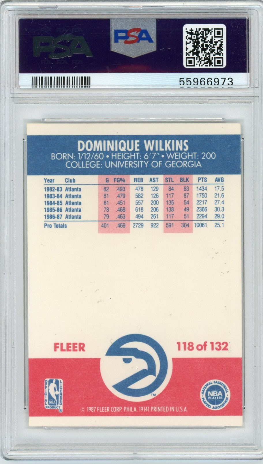 1987 Fleer Dominique Wilkins #118 PSA 9