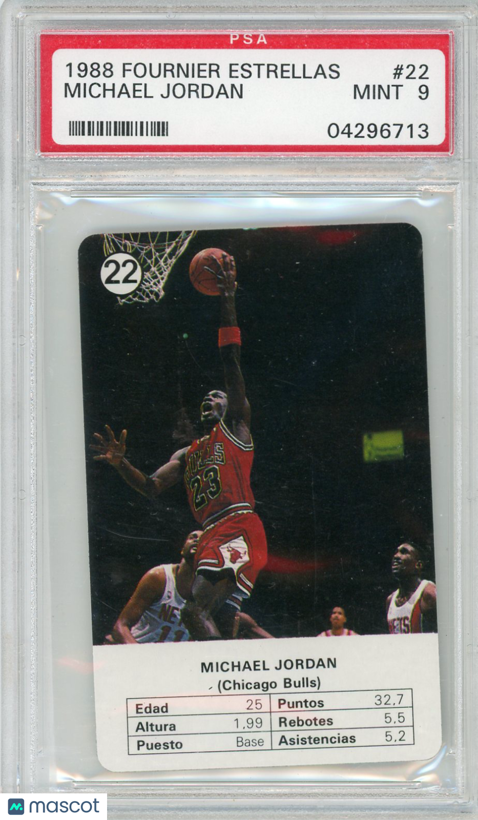 1988 Fournier Estrellas Michael Jordan #22 PSA 9