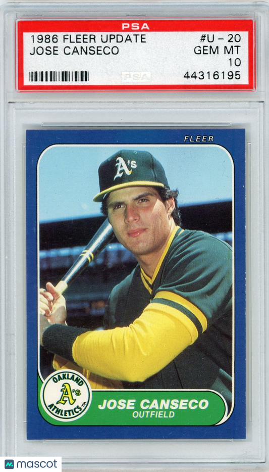 1986 Fleer Update Jose Canseco #U-20 PSA 10