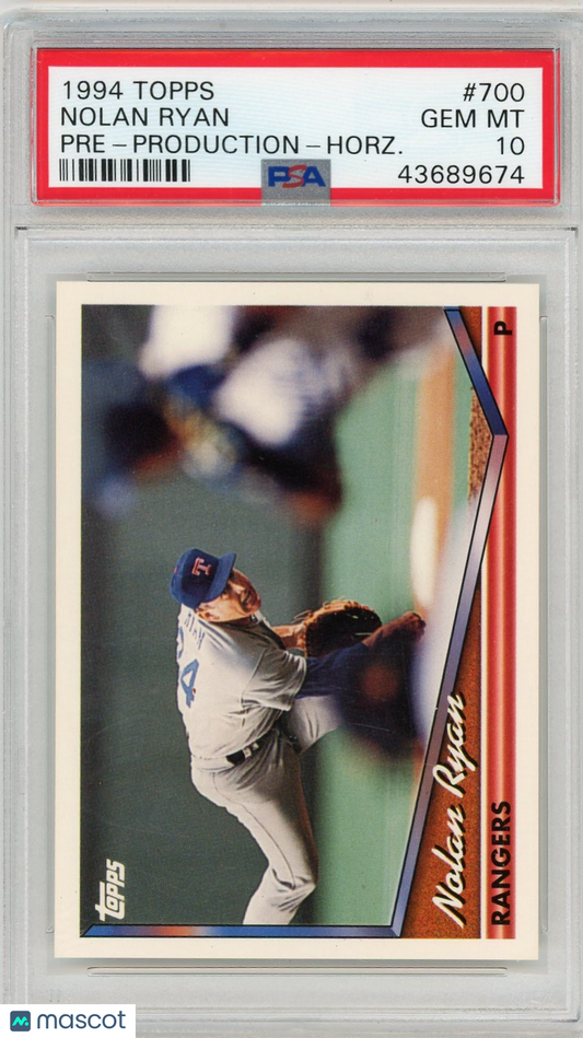 1994 Topps Pre-Production Nolan Ryan #700 Horz. PSA 10