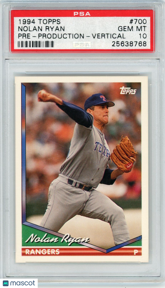 1994 Topps Pre-Production Nolan Ryan #700 Vertical PSA 10
