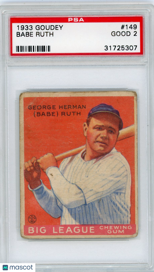 1933 Goudey Babe Ruth #149 PSA 2