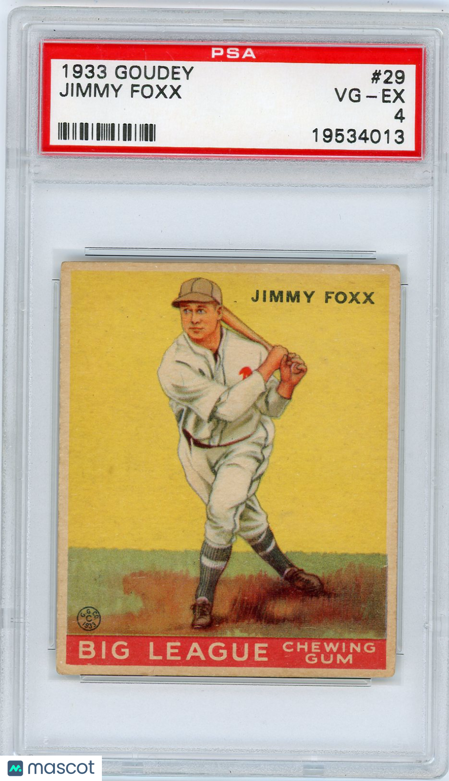 1933 Goudey Jimmy Foxx #29 PSA 4
