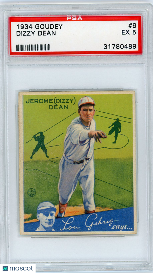 1934 Goudey Dizzy Dean #6 PSA 5