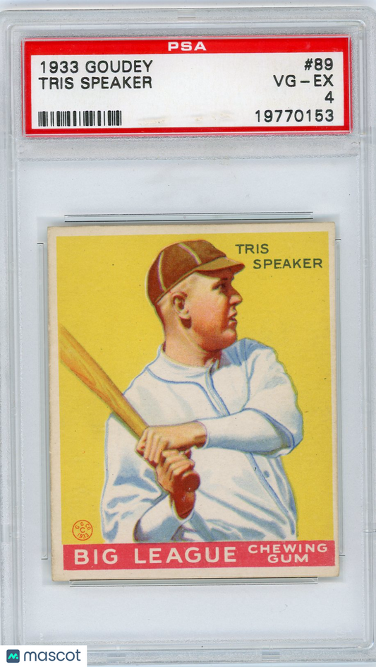 1933 Goudey Tris Speaker #89 PSA 4