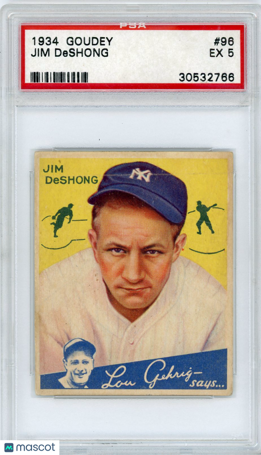 1934 Goudey Jim Deshong #96 PSA 5
