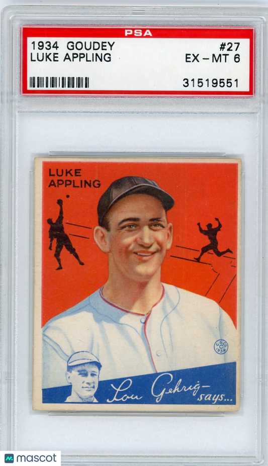 1934 Goudey Luke Appling #27 PSA 6
