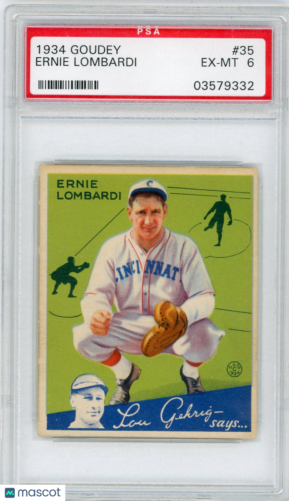 1934 Goudey Ernie Lombardi #35 PSA 6