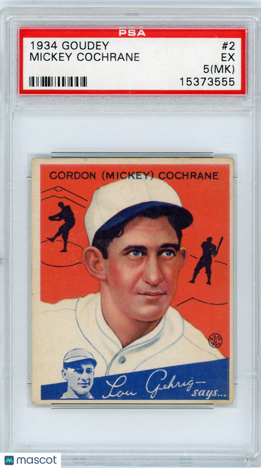 1934 Goudey Mickey Cochrane #2 PSA 5 MK