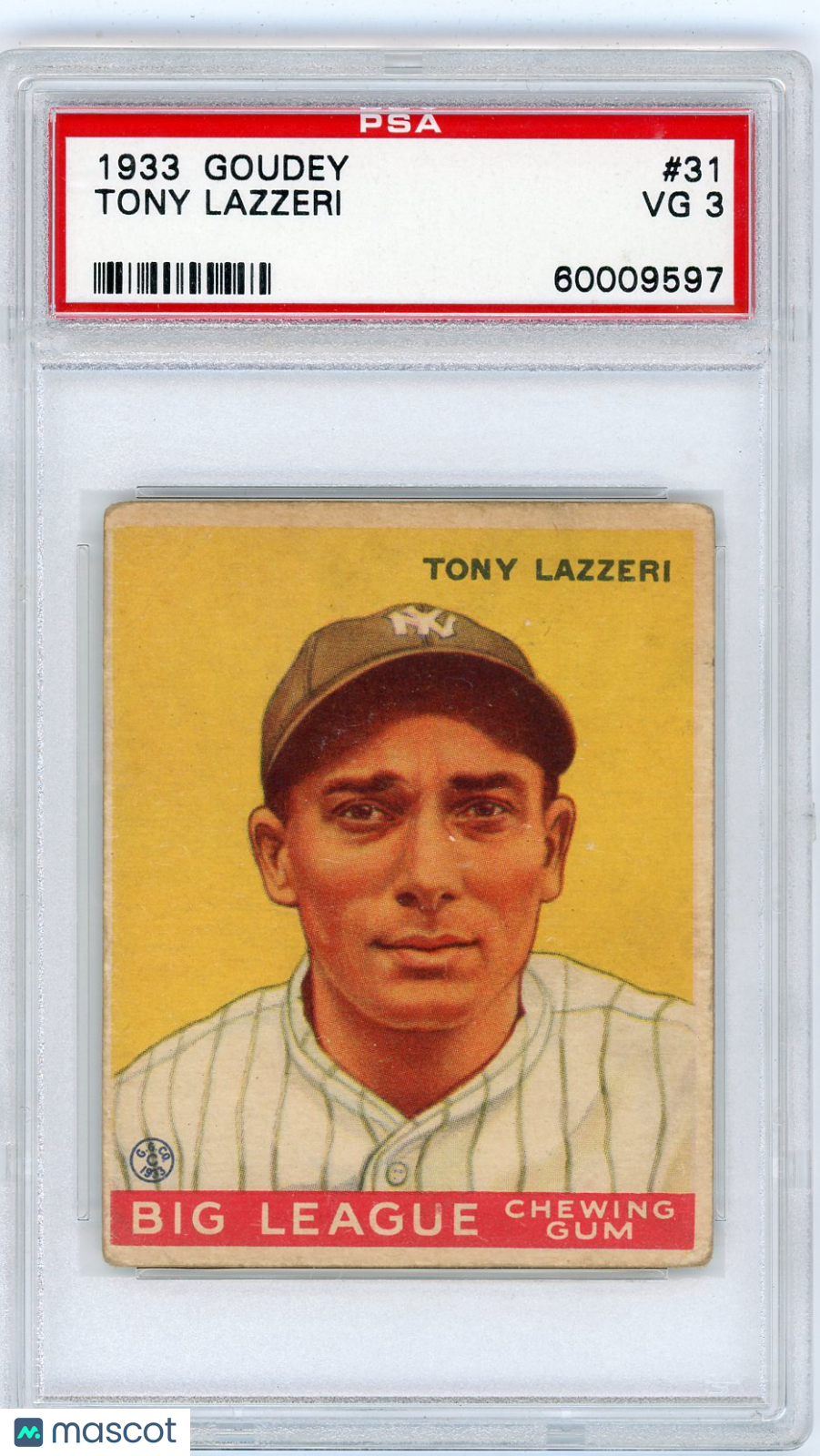 1933 Goudey Tony Lazzeri #31 PSA 3
