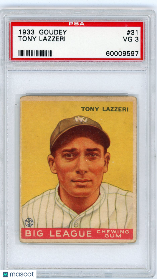 1933 Goudey Tony Lazzeri #31 PSA 3