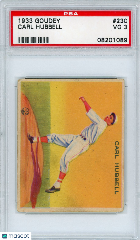 1933 Goudey Carl Hubbell #230 PSA 3