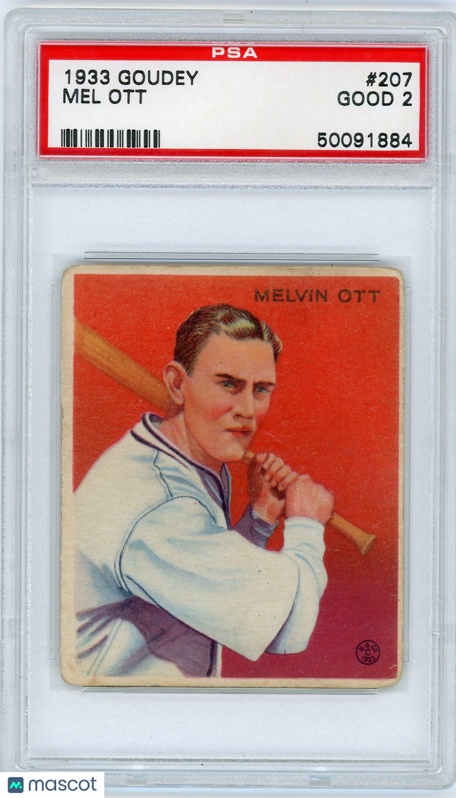 1933 Goudey Mel Ott #207 PSA 2