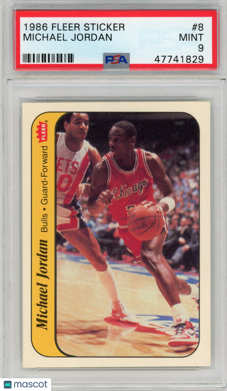 1986 Fleer Sticker Michael Jordan #8 PSA 9