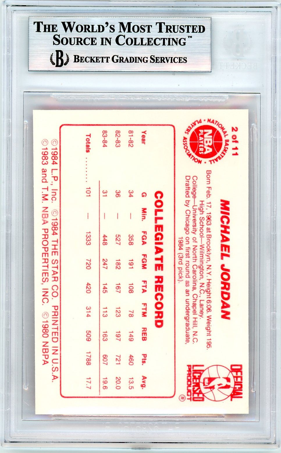 1985 Star All-Rookie Team Michael Jordan #2 BGS 8.5