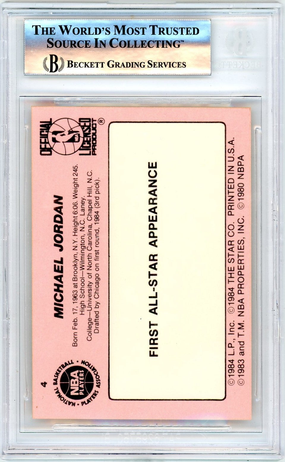 1985 Star Crunch'n'Munch All-Stars Michael Jordan ! #4 BGS 8.5