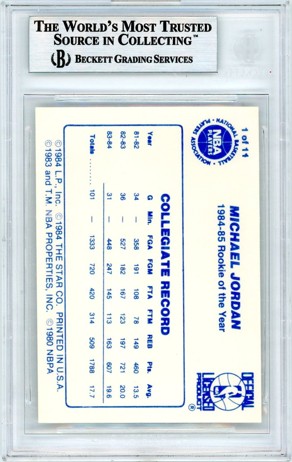 1985 Star Last 11 ROY's Michael Jordan #1 BGS 8.5